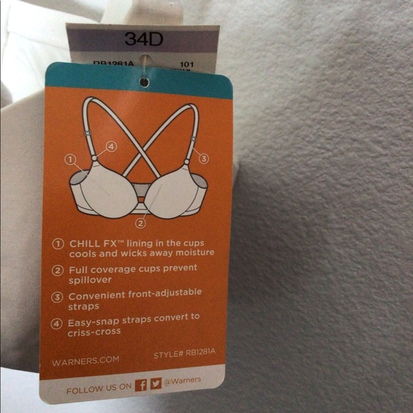 NWT Warner’s Play It Cool Underwire White Bra Size 34D - Picture 3 of 6